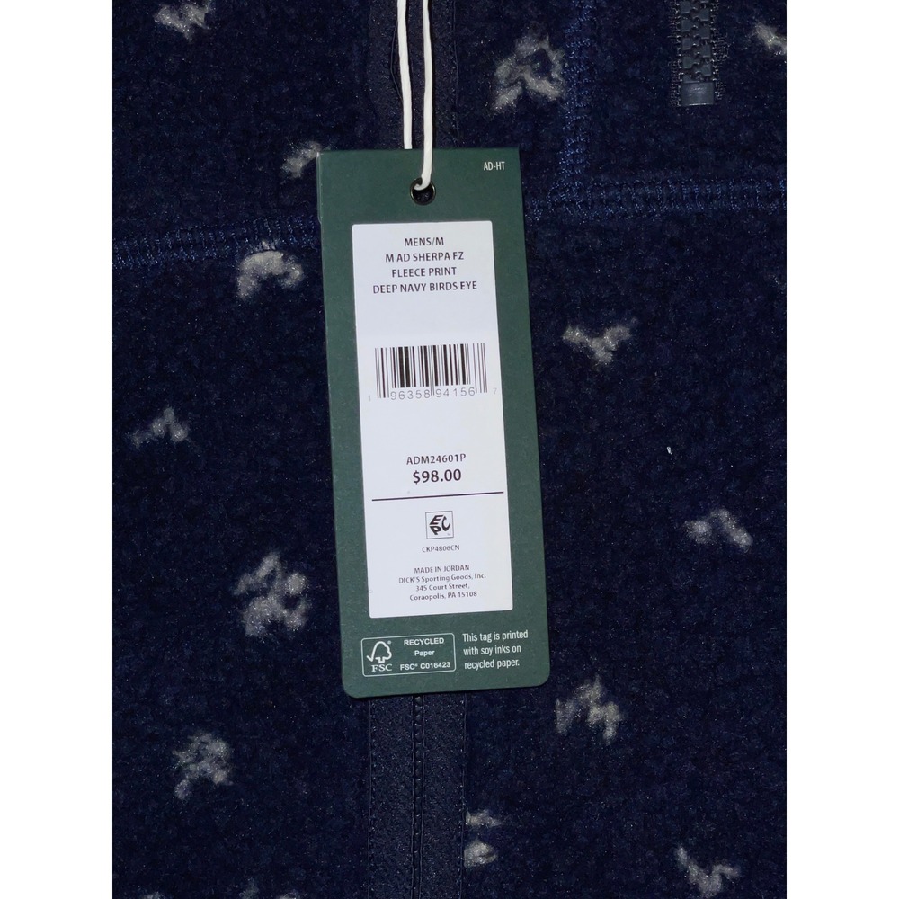 Alpine Design Mens Mad Sherpa FZ Fleece Print Jacket Navy Birds Eye ADM24601P M - Picture 3 of 8